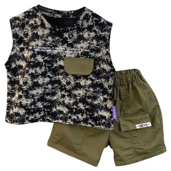 New Boutique Summer Baby Boy Clothes Camouflage Sleeveless Shirt+Shorts 2 Piece Kids 12 3 4 5 6 7 8 Years Sport Outfits 3