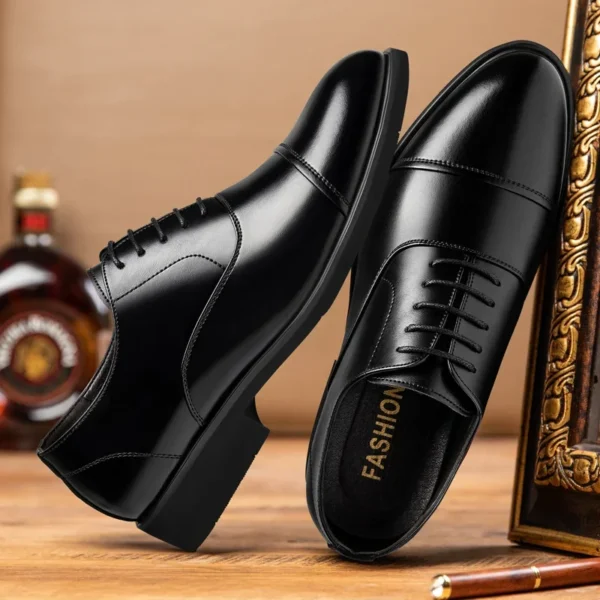 New Men 37-46 Men's Flat / 6CM Heightening Elevator Shoes Business Formal Leather Shoes Man British Casual Wedding Suit Shoes 4