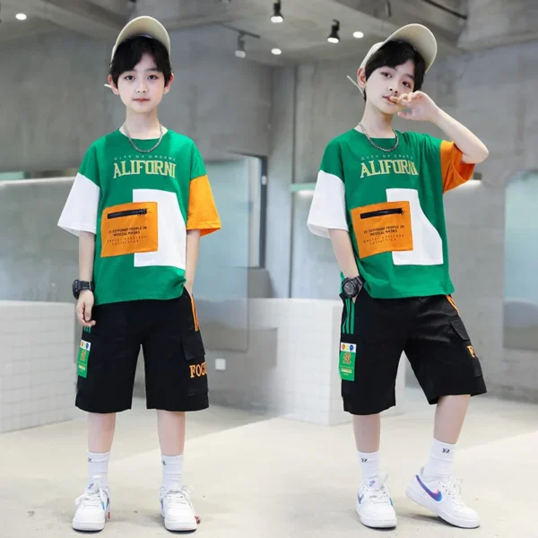 New Kids Clothes Set 2024 Summer Baby Boys T-Shirt + Shorts 2PCS Outfits Sport Children Clothing Tracksuit Teen 6 8 10 12 Year 2