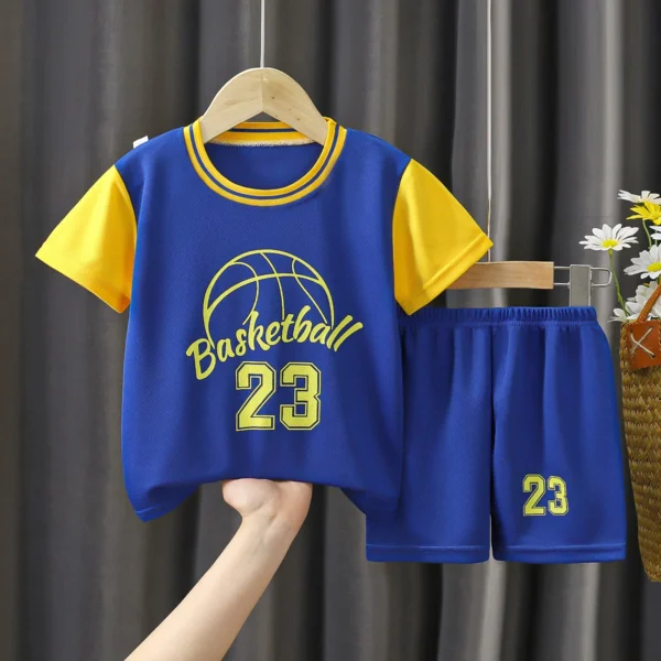 2pc Casual Toddler Kid 2 3 4 5 6 Years Old Tracksuit Children's Uniform Set Baby Girl Boy Sport Suit Sleeves Top+short Clothing 5