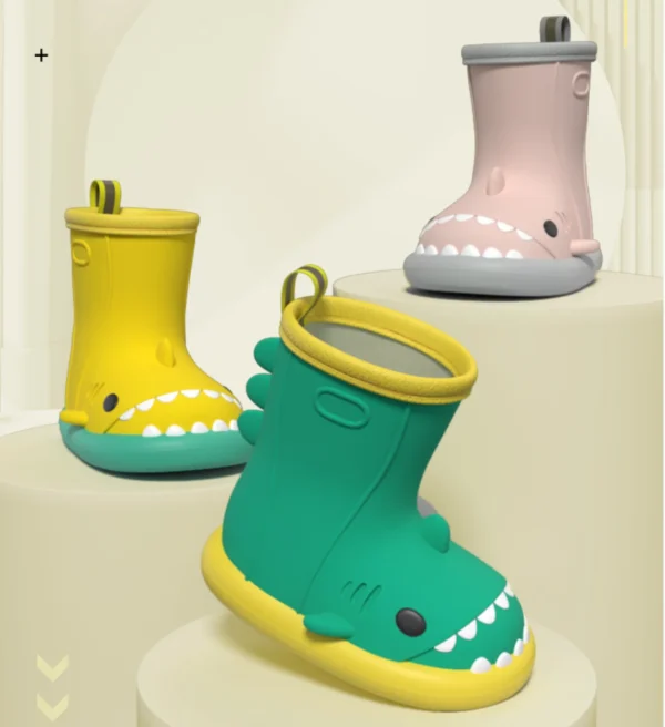 Women's Shark Rainboots Kids Cute Rain Boots Boys Girls 3D Cartoon Waterproof Shoes Adults Non-slip PVC Sole Rainproof Footwear 3