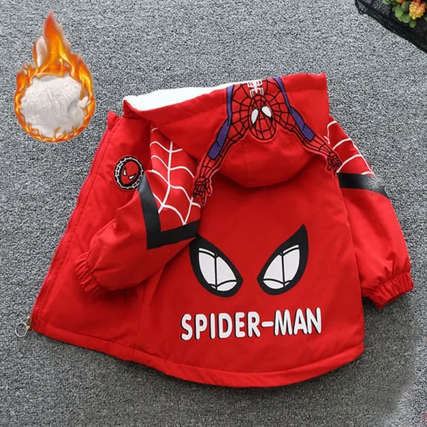 2-14 Years Boys Winter Hooded Jacket Kids Winter Coat Boy Parka Children Winter Clothing Spiderman Outerwear Can Wear Both Sides 4