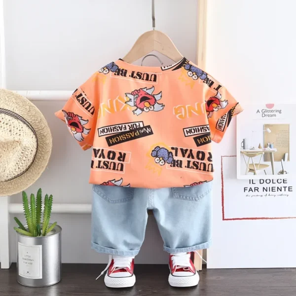 2023 Summer Casual Toddler Baby Boys/Girls Clothing Suit New Children Cartoon Printed Top + Shorts 2 Pcs/Sets Kids Clothes 3