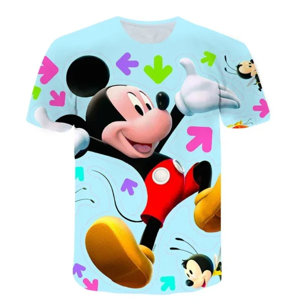 Disney Kids T-Shirt Mickey Mouse Cartoon Girls TShirt Short Sleeve Children Streetwear O-Neck Pullover Child Boys Loose Tee Tops 3