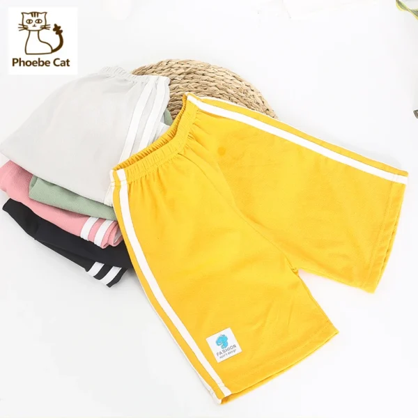 Yellow Shorts for Boys Girls Summer Pants Kids White Striped Short Trousers Children Casual Beach Pants 2 3 4 5 6 7 8 9 10 Years 1