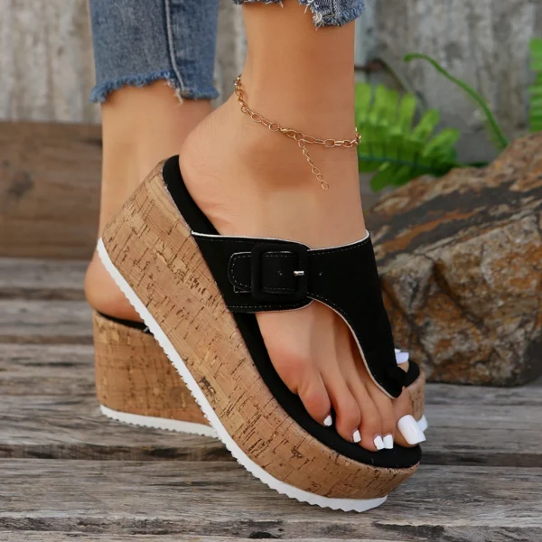 Women's Slippers Summer Flip Flops Female Wedge Platform Sandals Ladies Non-slip Thick Bottom Casual Black Pink Large Size Shoes 4