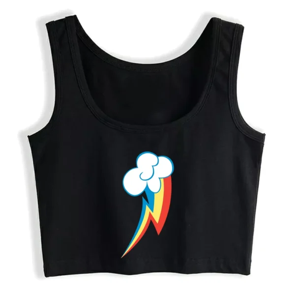 Rainbow Dash Graphics Cutie Sexy Slim Crop Top Street Fashion Funny Rock Tank Tops Girl' Cotton Sports Fitness Training Camisole 3