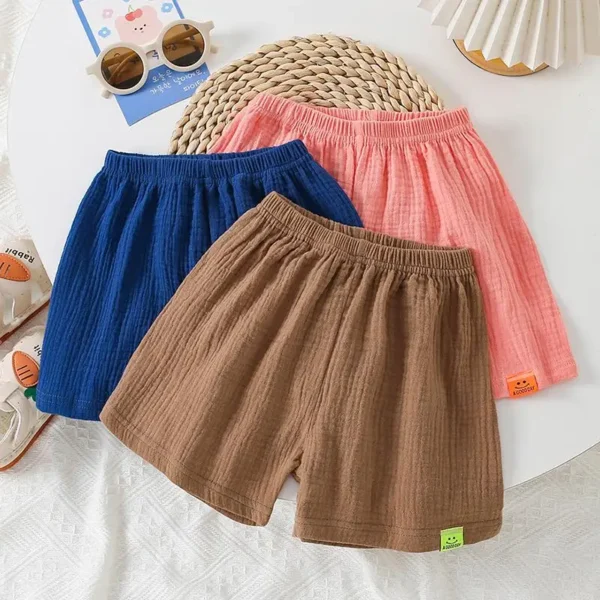 Muslin Shorts Girl 1 to 2 3 4 5 6 7 8 9 10 Years 100 Cotton% Brown Navy Blue Short Pants for Boys Kids Baby 6 to 12 18 24 Months 1