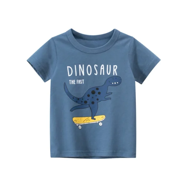 2024 Kids Shirts Dinosaur Printed Cartoon T Shirt for Boys Summer Animal Printing Boy T Shirt Tops Tees Children Clothes 3