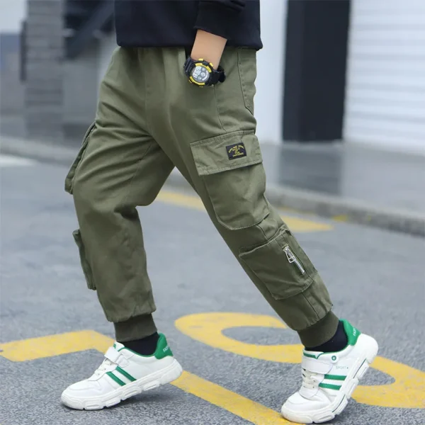 Boys Cargo Pants Spring Streetwear Jogger Sweatpant Trousers Teenage Kids Elastic Waist Long Pants for Children 10 to 12 Years 3