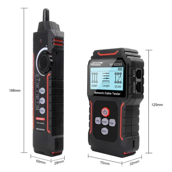 NOYAFA NF-8209S Network Cable Tracker Lan Measure Tester Network Tools LCD Display Measure Length Wiremap Tester Cable Tracker 3