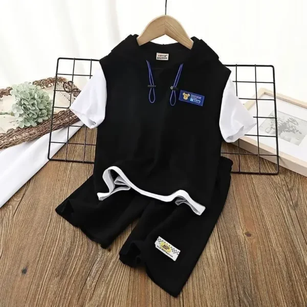 Baby Boy Clothes Set Summer Hoodies T-shirts and Shorts Suit Children Girls Waffle Patchwork Top Bottom 2pcs Outfits Tracksuit 2