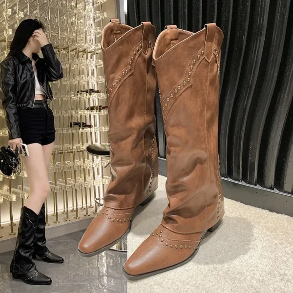 Winter Shoes Woman Thigh High Boots Fashion Back Zippers Long Knight Booties Ladies Thick Sole Girl Shoes 2