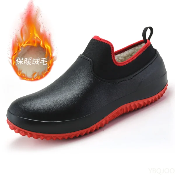 Mens Kitchen Working Shoes Non-slip Waterproof Chef Shoes Casual Unisex Work Shoes Water Shoes Rain Cotton Boots Plus Size 2