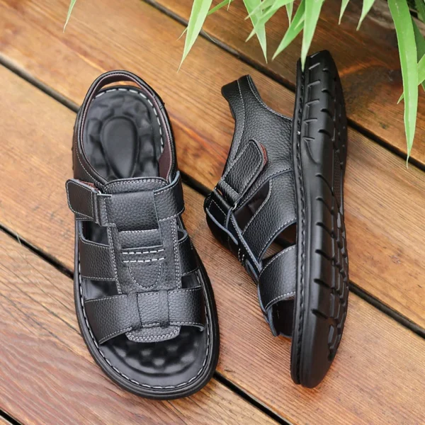 Men's Sandals Summer Outdoor Beach Shoes for Men Fashionable Leather Dad Sandals 2024 Breathable and Comfortable Male Sandals 4