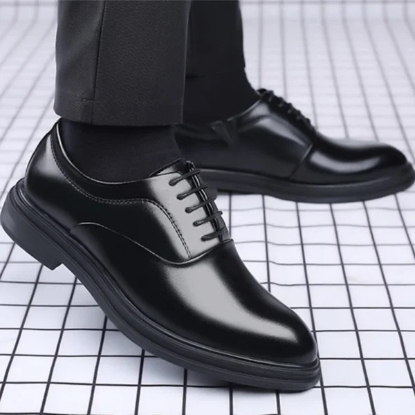 Leather Shoes Men's Breathable Black Soft   Bottom Man Business Formal Wear Casual  Wedding  Zapatos Hombre 3