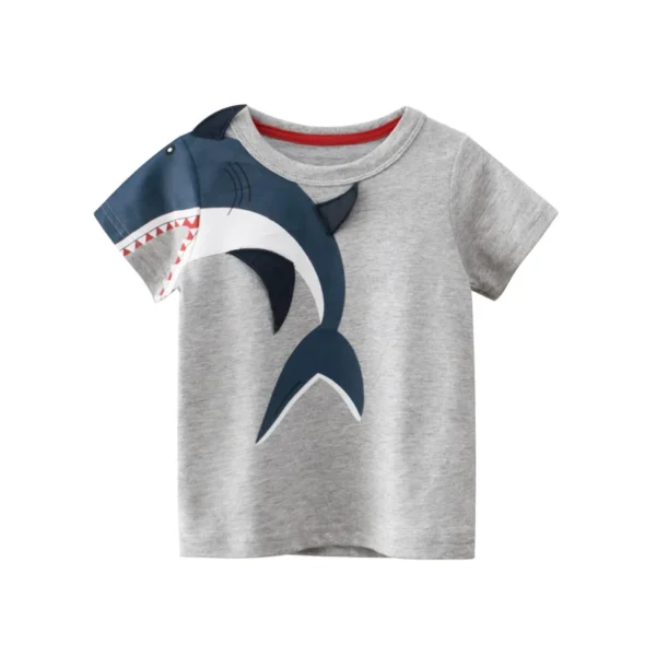 Shark Dinosaur Wolf T shirt Baby Boys Girls Tshirts 2 3 4 5 6 7 8 Years Kids Clothes Children Clothing Tops Tees 1