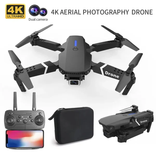 Professional Drone E88 4K Wide-Angle HD 1080P Camera WiFi FPV Height Hold Foldable RC Drone Quadrotor Helicopter Children's Toys 1