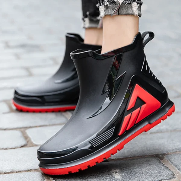 Fashion Men's Rain Boots Lovers Outdoor Non-slip Waterproof Working Water Boots Couple's Ankle Platform Rainboots Fishing Shoes 1