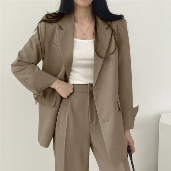 Fall Fashion Long Sleeve Blazer Mujer Pant Sets Blazers Women 2024 Casual Womens 2 Piece Outfit Set Suits Outwear 5