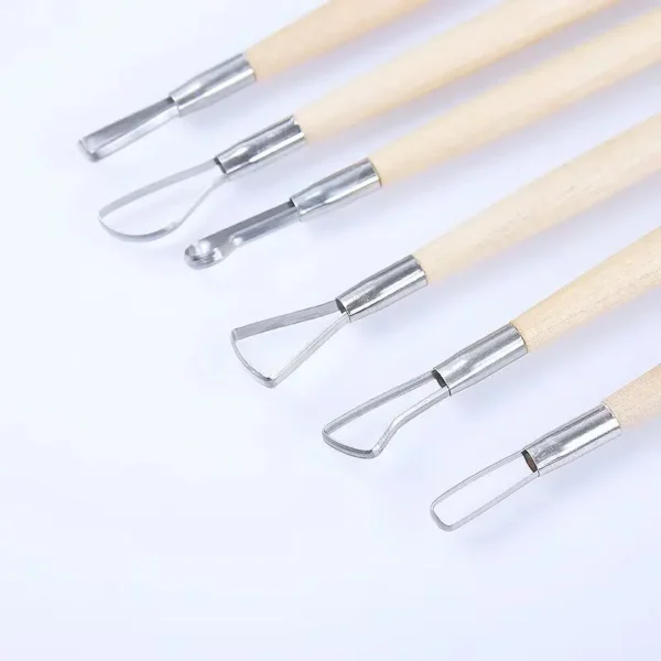 6PCS Wood Handle Art DIY modeling Clay cutters for polymer clay Tools kit Wax pottery and ceramic supplies clay sculpting tools 4