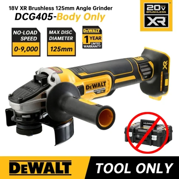 DEWALT Angle Grinder DCG405 20V Professional Cordless Power Tool Cutting Machine 125mm Rechargeable Brushless Portable Polisher 1