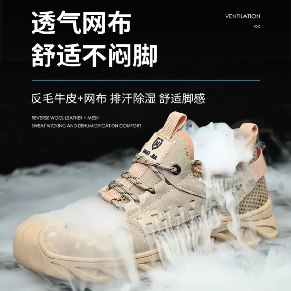 Breathable Summer Safety Work Shoes For Men Insulation 6KV Plastic Toe Anti-smash Non-slip Indestructible Boots Male Footwear 6