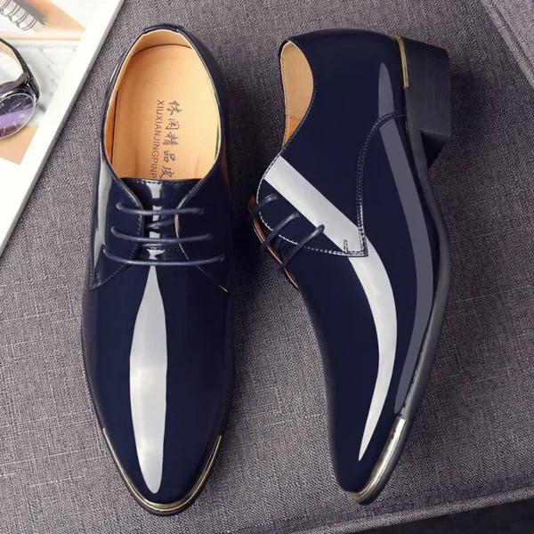 mens patent leather shoes men dress shoes lace up Pointed toe wedding Business party 5 colors big size  rtg5 4