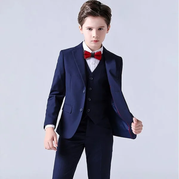 Spring Big Boys Top Quality Plaid Wedding Suit Teenager Kid Formal Tuxedo Bowtie Dress Children Blazer Party Performance Costume 4