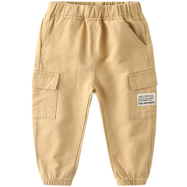 Spring Autumn Children Boys Sports Pant Cotton Letter Sticker Pocket Baby Boys Trousers Loose Elastic Waist Kids Boy Cargo Pants 5