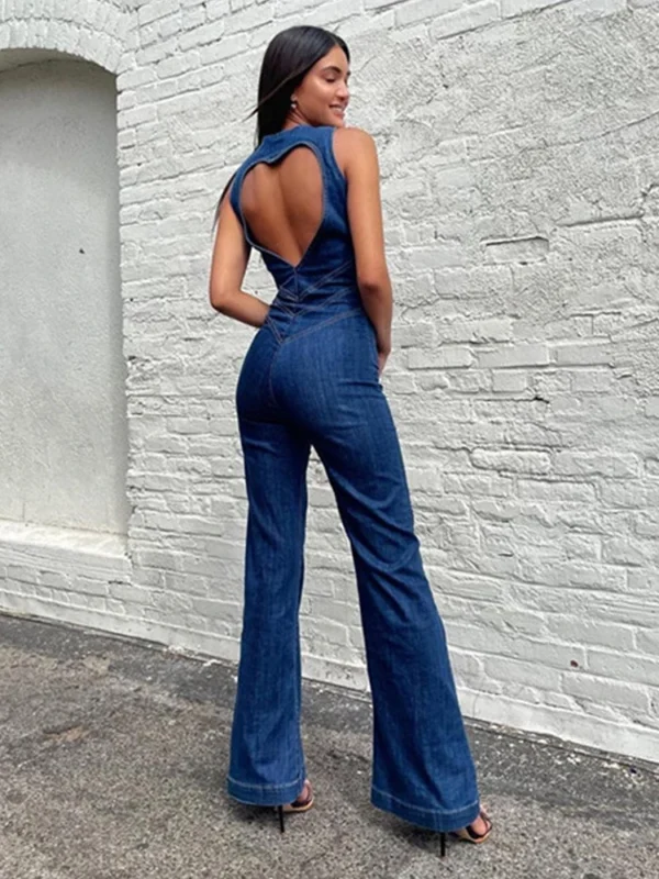 Weird Puss Denim Elegant Jumpsuit Women Zipper Heart Backless High Waist Straight-Leg Streetwear Trend Skinny Workout Overalls 6