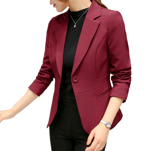 Black Women Blazer 2023 Formal Slim Blazers Lady Office Work Suit Pockets Jackets Coat Female Wine Notched Blazer Jackets Femme 2