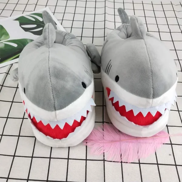 Cool Cartoon Men's Shark Slippers Design Boys Flurry Slides For Men Indoor Shoes Winter Man Slippers 2024 New Arrivals 1