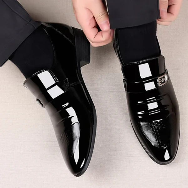 Brand New Patent Leather Shoes for Men Casual Business Shoes Office Work Shoes for Male Party Wedding Oxfords Point Toe Loafers 3