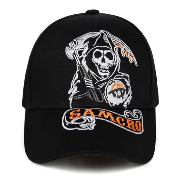 SAMCRO Baseball Cap SOA Sons of Anarchy Skull Embroidery Casual Snapback Hat Fashion High Quality Racing Motorcycle Sport hat 2