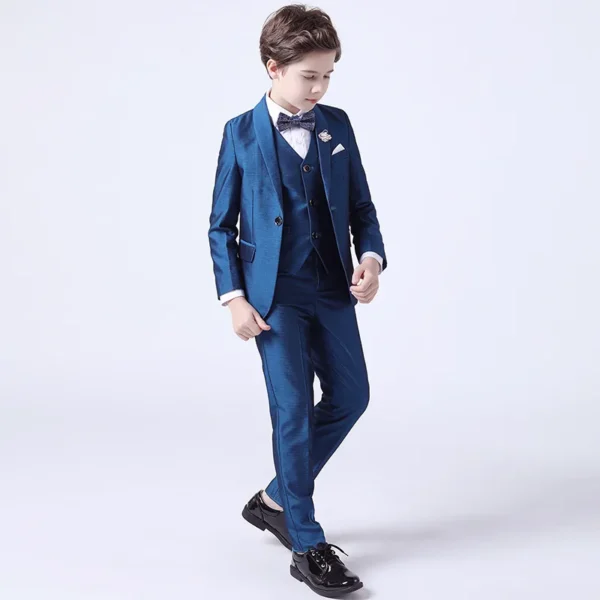 Kids Boys White Blazer Vest Pants 3PCS Set Children Baptism Wedding Prom Suit Baby Boy Elegant Dress Teenager Party Costume 2