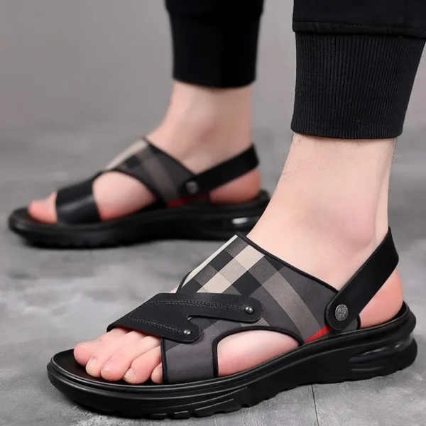 Men's Sandals Leather Casual Sandals Non Slip Beach Sandal Outdoor Platform Sandals for Men Summer New Slippers Sandalias Hombre 6