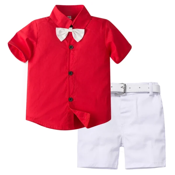 Toddler Boys Clothing Set Summer Kids Wedding Suits for Children Birthday Party Decorations 1 2 3 4 6 Years Shirt Shorts Costume 1