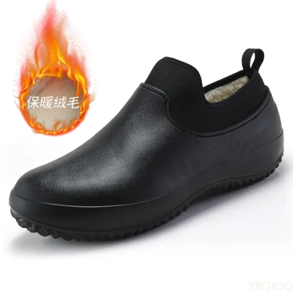 Mens Kitchen Working Shoes Non-slip Waterproof Chef Shoes Casual Unisex Work Shoes Water Shoes Rain Cotton Boots Plus Size 1