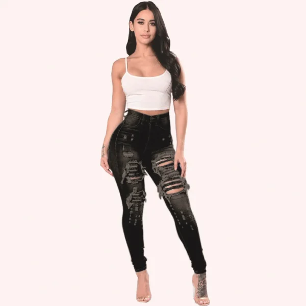 2023 Autumn High Waist Ripped Jeans For Women Fashion Stretch Skinny Denim Pencil Pants Casual Slim Trousers S-3XL 6