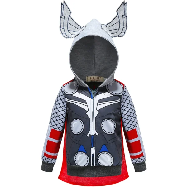 Spring Autumn Boys Coats Marvel Avengers Iron Man Spiderman Hooded Boy Jacket Children Warm Outerwear Kids Clothes 5