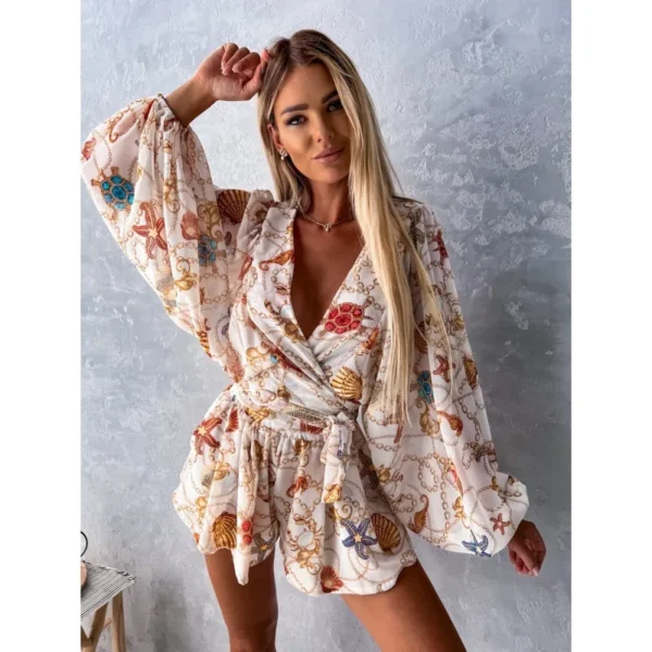 Sexy Bodysuit Women Rompers Jumpsuits rainforest holiday floral print V-neck Women Jumpsuit streetwear dropshipping JQMY2121 4