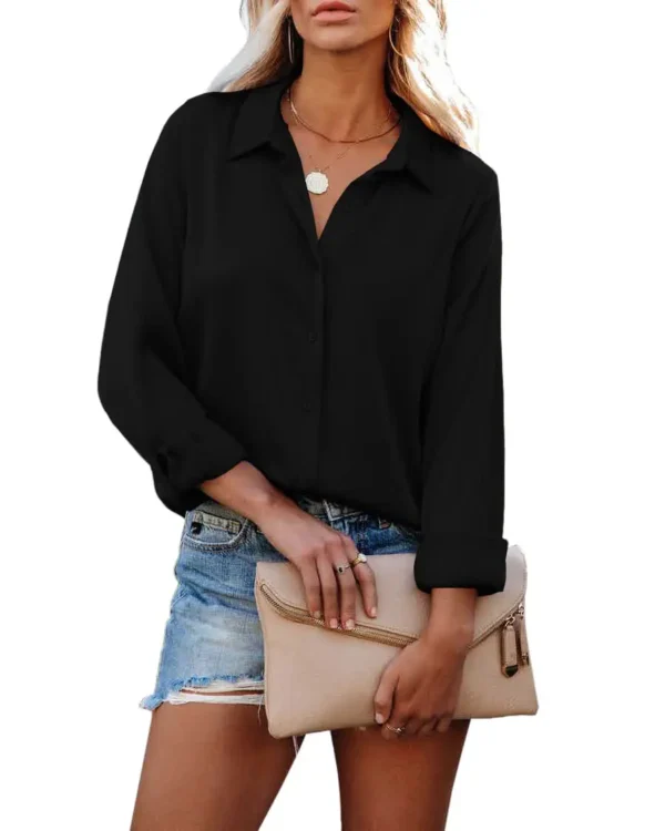 2024 Summer Women's Shirts & Black High Quality Button Long Sleeve Shirt Fit Female Clothing Elegant and Youth Woman Blouses 4