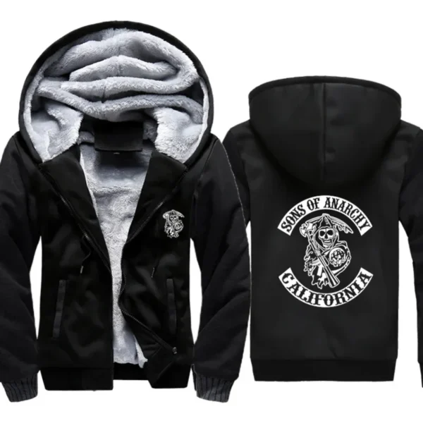 Men Women black red blue Winter TV Sons Of Anarchy Jacket Thick plush Hoodie SOA Warm Camouflage Coat zipper Sweatshirt clothes 1