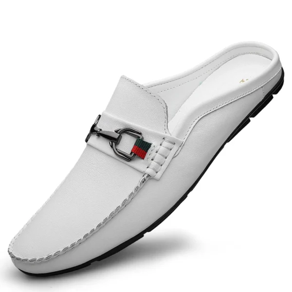 Summer Breathable Shoes Men Fashion Genuine Leather Half Shoes Slip on Moccasins Casual Italian Style Luxury Brand Half Loafers 2