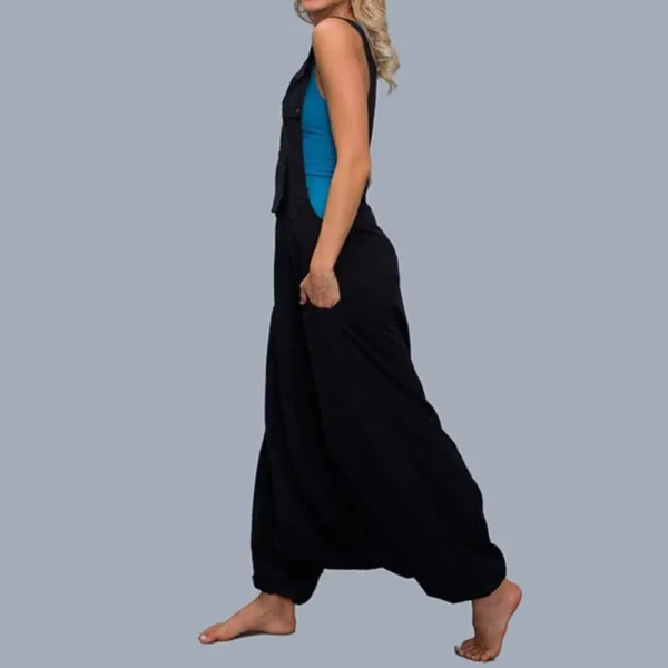 Women Summer Loose Thin Jumpsuits Harem Pants Wide Leg Pants Sleeveless Pockets Bib Jumpsuit Siamese Trousers Large Size S-5XL 4