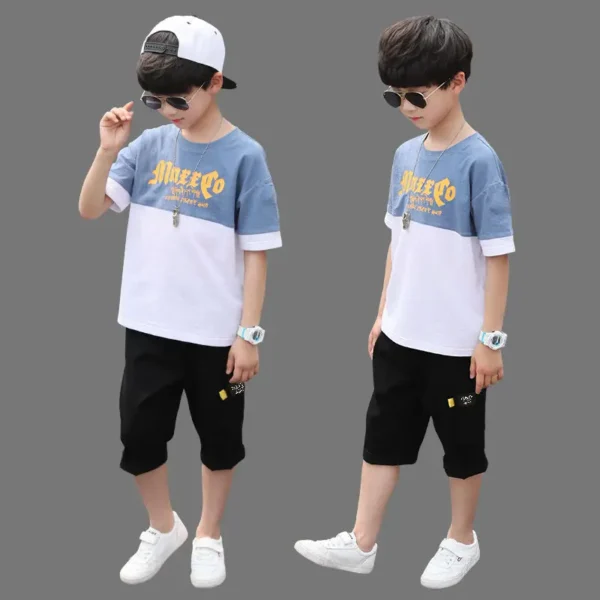 Boys Clothing Sets Tracksuit Teen 6 8 9 10 12 Year Summer Casual Outfit T-shirt + Pants Boys Clothes Children Clothing Suit Kids 2