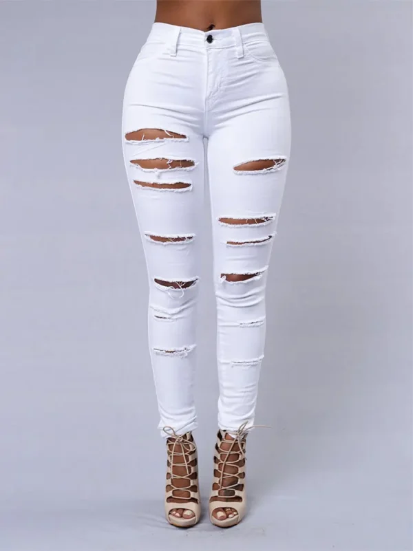 Hot sale ripped jeans for women sexy skinny denim jeans fashion street casual pencil pants female spring and summer clothing 5