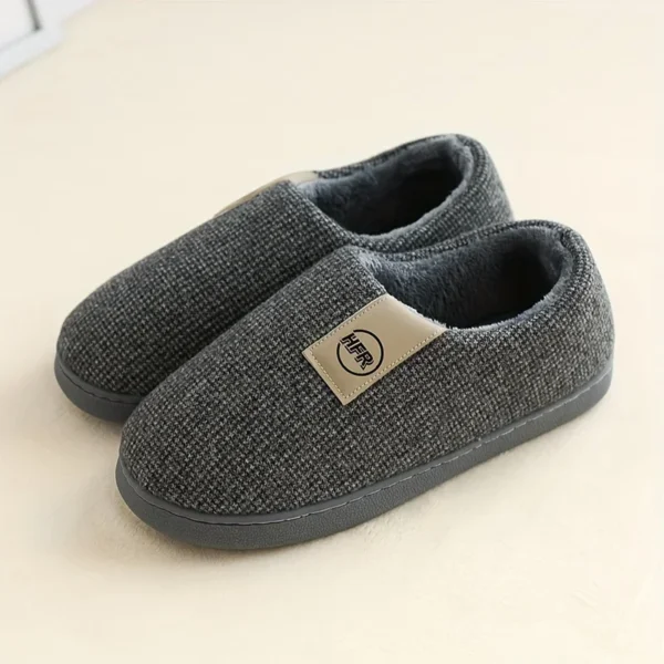 Winter Household Cotton Slippers Men Indoor Warm Plush Footwear Non-Slip Platform Slippers Couple Women All-in Package Shoes 1