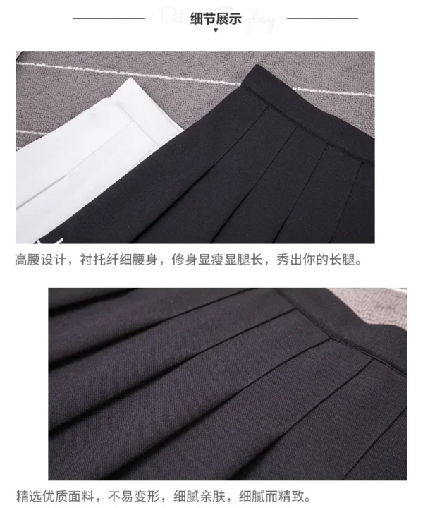 Women Harajuku Sweet Fresh Feeling High Waist Pleated Skirt Elastic Waist Cross Embroidery Skirt Pleated Skirt 3